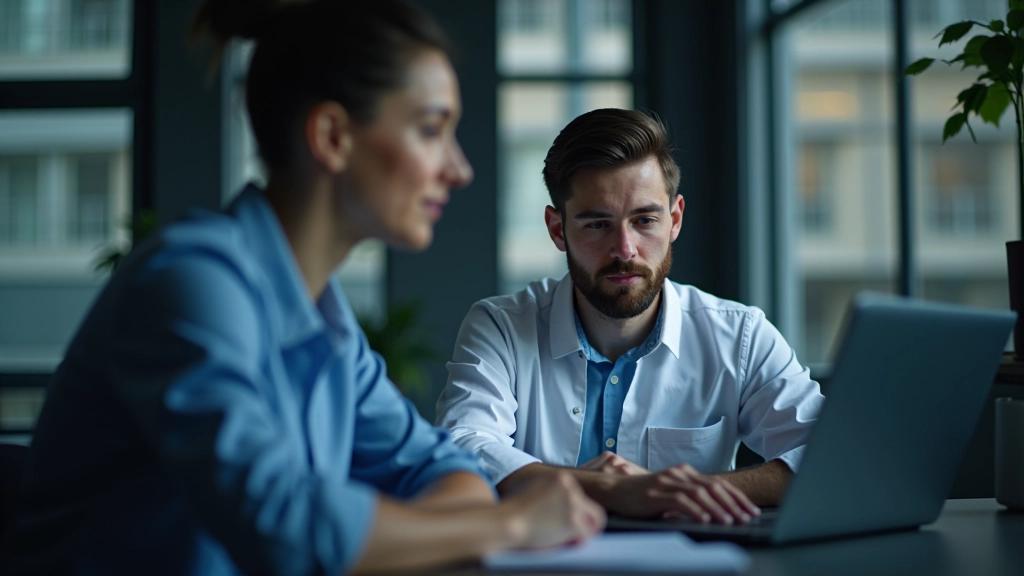 Data scientist setting up detection model on laptop